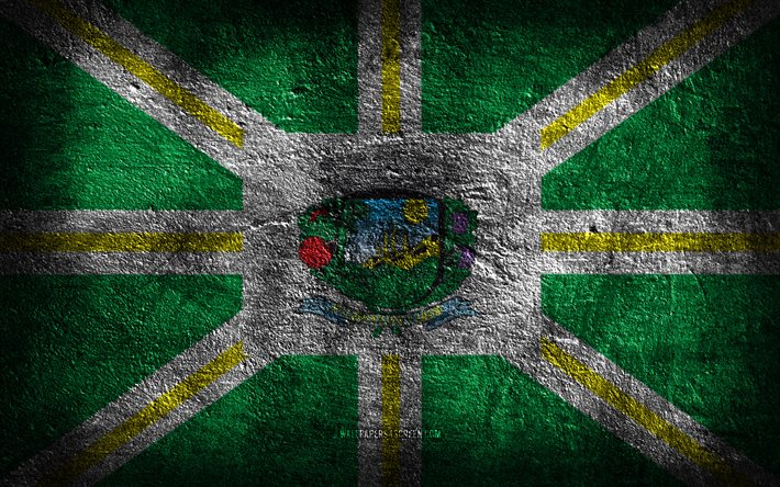 4k, Valinhos flag, Brazilian cities, stone texture, Flag of Valinhos, stone background, Day of Valinhos, grunge art, Brazilian national symbols, Valinhos, Brazil