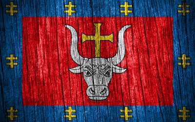 4k, drapeau de kaunas, jour de kaunas, comtés lituaniens, drapeaux de texture en bois, comtés de lituanie, kaunas, lituanie