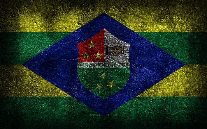 4k, トリンダーデの旗, ブラジルの都市, 石のテクスチャ, 石の背景, トリンダーデの日, グランジアート, ブラジルの国のシンボル, トリンダーデ, ブラジル