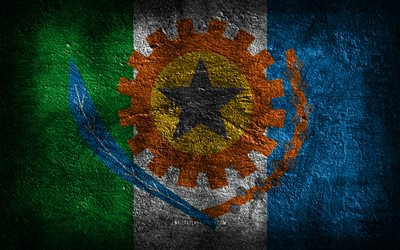 4k, la bandera de santana, las ciudades de brasil, la piedra de textura, la piedra de fondo, el día de santana, el arte del grunge, los símbolos nacionales de brasil, santana, brasil