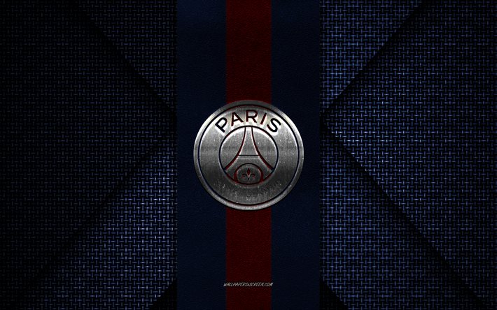 paris saint-germain, ligue 1, textura tejida azul roja, logotipo de paris saint-germain, club de fútbol francés, emblema de paris saint-germain, fútbol, parís, francia, logotipo de psg