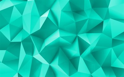 turquoise low poly 3D texture, fragments patterns, geometric shapes, turquoise abstract backgrounds, 3D textures, turquoise low poly backgrounds, low poly patterns, geometric textures, turquoise 3D backgrounds, low poly textures