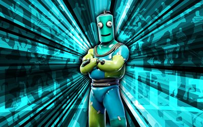 4k, bendie fortnite, rayos azules de fondo, bendie skin, el arte abstracto, fortnite bendie skin, personajes de fortnite, bendie, fortnite, arte creativo