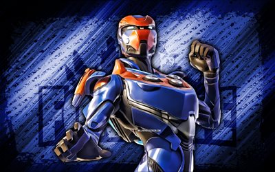 Oblivion Fortnite, 4k, blue diagonal background, grunge art, Fortnite, artwork, Oblivion Skin, Fortnite characters, Oblivion, Fortnite Oblivion Skin