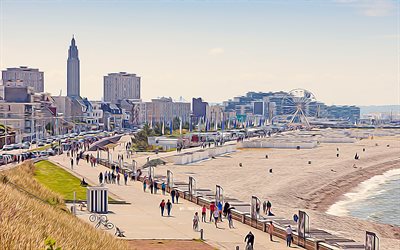 Le Havre, 4k, vector art, beach, skyline cityscapes, french cities, abstract cityscapes, France, Europe, creative, Le Havre cityscape, Le Havre France