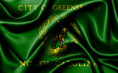 Greensboro flag, 4K, american cities, fabric flags, Day of Greensboro, flag of Greensboro, wavy silk flags, USA, cities of America, cities of North Carolina, US cities, Greensboro North Carolina, Greensboro