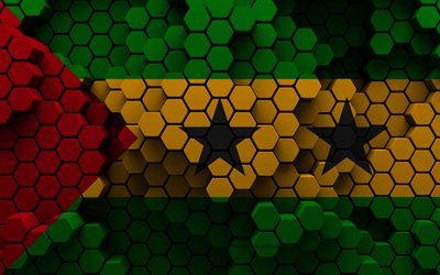 4k, Flag of Sao Tome and Principe, 3d hexagon background, Bangladesh 3d flag, Day of Sao Tome and Principe, 3d hexagon texture, Sao Tome and Principe flag, Sao Tome and Principe, African countries