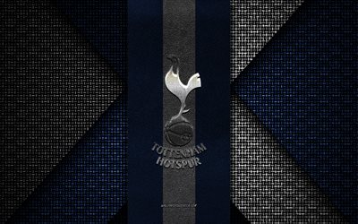 Tottenham Hotspur, Premier League, blue white knitted texture, Tottenham Hotspur logo, English football club, Tottenham Hotspur emblem, football, London, England