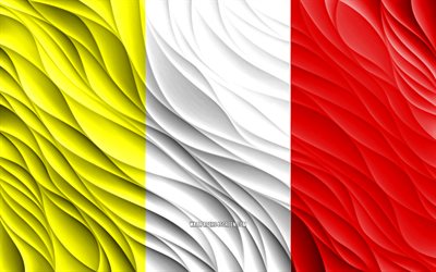 4k, ベネベントの旗, 波状の 3d フラグ, イタリアの都市, ベネベントの日, 3d 波, ヨーロッパ, ベネベント