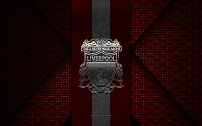 liverpool fc, premier league, textura tejida roja, logotipo del liverpool fc, club de fútbol inglés, emblema del liverpool fc, fútbol, liverpool, inglaterra