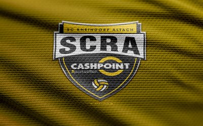 logotipo de tela de rheindorf altach, 4k, fondo de tela amarilla, bundesliga austriaca, bokeh, fútbol, logotipo de rheindorf altach, fútbol americano, reindorf altach emblema, sc rheindorf altach, club de fútbol austriaco, rheindorf altach fc