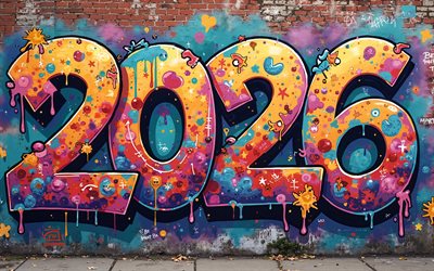 2026 graffiti on the wall, 2026 concepts, 2026 New Year, Happy New Year 2026, graffiti, grunge art, 2026, creative art, 2026 graffiti