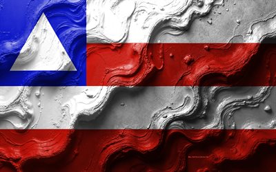 bandeira da bahia, 4k, textura da onda de pedra, bandeira 3d bahia, brasil, bandeira do estado da bahia, bandeiras de estados brasileiros, bahia