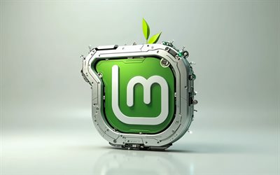 3d linux mint  logo, 4k, kreative kunst, linux mint  logo, metallkunst, linux mint emblem, linux mint 3d  logo, leichter hintergrund, linux mint