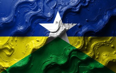 rondonia flagga, 4k, stenvågstruktur, 3d rondonia flagga, brasilien, rondonia state flag, flaggor av brasilianska stater, rondonia