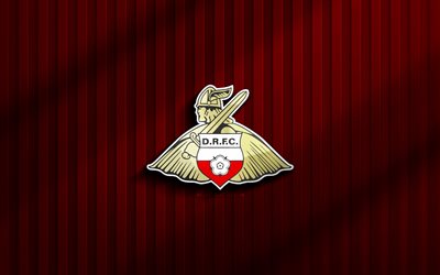 4k, doncaster rovers fc 3d  logo, liga eins, roter 3d  hintergrund, fußball, doncaster rovers fc emblem, doncaster rovers fc logo, doncaster rovers, englischer fußballverein, doncaster rovers fc