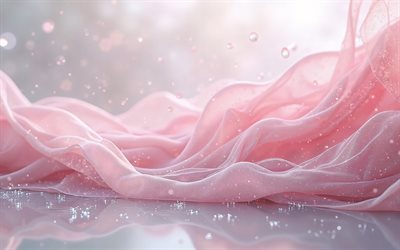 خلفية موجات الحرير الوردي, 4k, موجة النسيج ثلاثية الأبعاد الوردي, خلفية الأمواج الوردية, خلفية الأمواج ثلاثية الأبعاد, نسيج النسيج الوردي