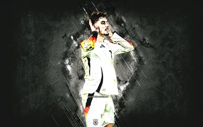 Kai Havertz, Germany National Football Team, grunge art, white stone background, german footballer, Germany, football