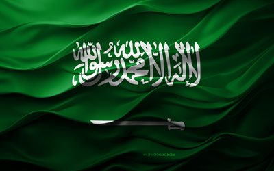 4k, saudi  arabien  flagge, asiatische länder, 3d saudi  arabien  flagge, asien, 3d  textur, tag des saudi  arabiens, nationale symbole, 3d  kunst, saudi arabien