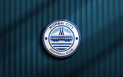 4k, mumbai city fc logotipo 3d, isl, fondo 3d azul, fútbol, mumbai city fc emblem, logotipo de mumbai city fc, mumbai city fc, fútbol americano, club de fútbol indio, ciudad de mumbai