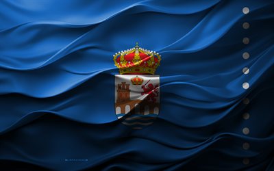 4k, Flag of Ourense, Cities of Spain, 3d Ourense flag, Spain, Ourense flag, 3d texture, Day of Ourense, Spanish national symbols, 3d art, Ourense
