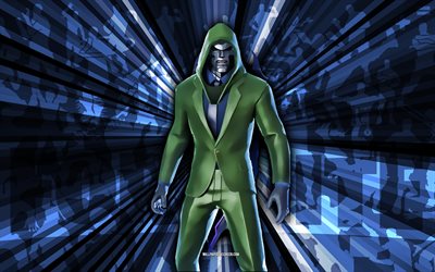 4k, agente doombot, fundo dos raios azuis, pele do agente doombot, agente doombot fortnite, art abstrato, pele do agente de doombot fortnite, personagens fortnite, fortnite, arte criativa