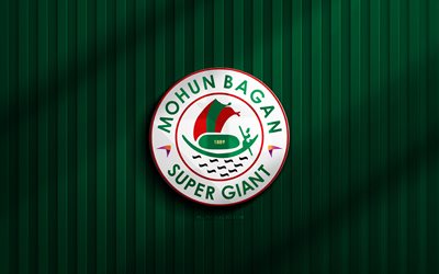 4k, mohun bagan super giant 3d logotipo, isl, fondo 3d verde, fútbol, mohun bagan súper gigante emblema, mohun bagan super giant logotipo, mohun bagan super giant, fútbol americano, club de fútbol indio, mohun bagan super giant fc