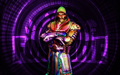 holo folienarzt doom fortnite, 4k, violettes spiralhintergrund, fortnite, kreativ, holo folie doktor doom haut, fortnite holo folienarzt doom haut, holo folienarzt doom, fortnite  charaktere