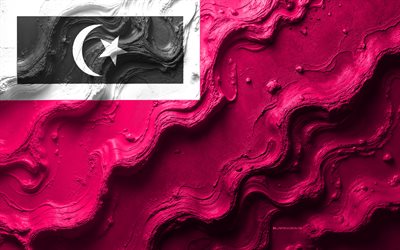 علم منطقة كوالا نيروس, 4k, تيرينغانو, نسيج الموجة الحجرية, 3d kuala nerus district flag, ماليزيا, أعلام دول ماليزيا, منطقة كوالا نيروس, مناطق ترينغانو