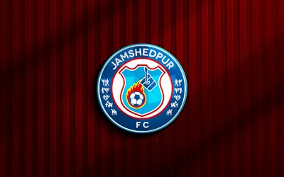 4k, jamshedpur fc 3d logotipo, isl, fondo 3d rojo, fútbol, jamshedpur fc emblema, logotipo de jamshedpur fc, jamshedpur fc, fútbol americano, club de fútbol indio, fc jamshedpur
