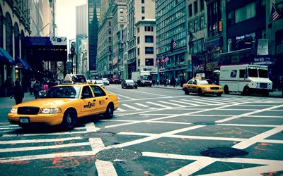 آلة, بناء, الشارع, سيارات الأجرة, اليوم, نيويورك, المدينة, الولايات المتحدة الأمريكية