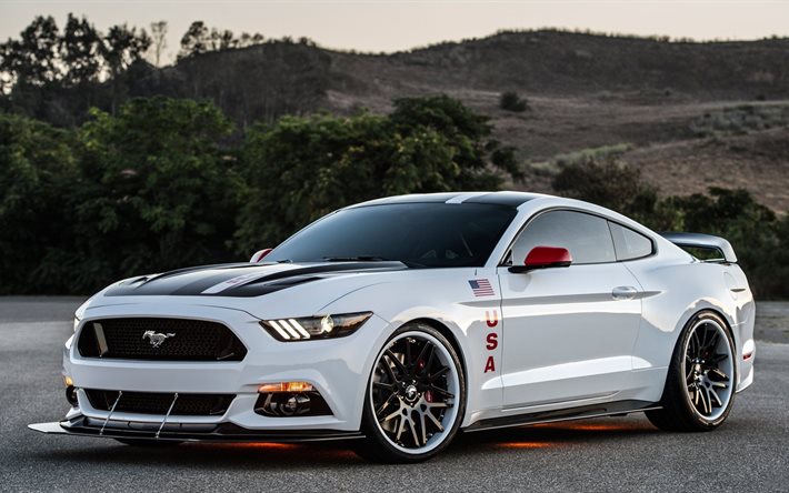 muskelbil, apollo edition, ford mustang, vit, 2015, ny, coupe
