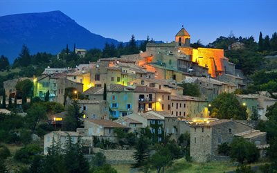 aurel, france, commune, alps, the provence, home, evening