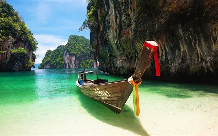 isole, phuket, thailandia, barca