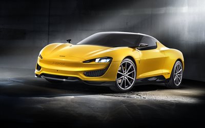 yellow, coupe, vehicle, magna steyr, concept