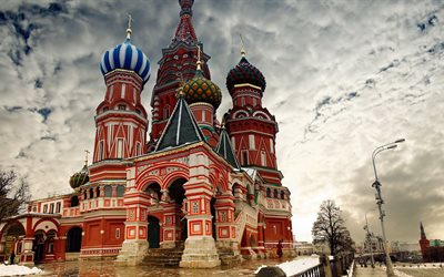 arkkitehtuuri, punainen neliö, kupoli, moskova, venäjä