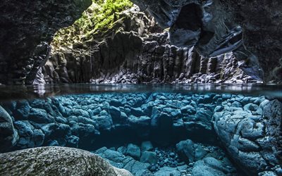 grottes, de l'eau, de la piscine, du clair, du rock, du cristal, de la nature