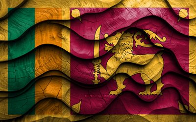 4k, sri lankas flagga, asiatiska länder, trä 3d  vågor flaggor, sri lanka, sri lanka flagg, vågiga sidenflaggor, sri lanka träflagga, sri lankas nationella symboler
