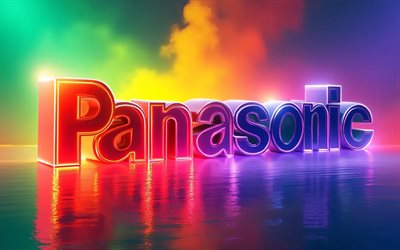 4k, Panasonic 3D logo, colorful smoke, artwork, colorful abstract background, electronics brands, Panasonic colorful logo, creative, Panasonic logo, reflection, brands, Panasonic