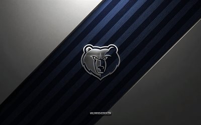 شعار ممفيس جريزليز, 4k, خلفية الصلب, نادي كرة السلة الأمريكي, خطوط زرقاء, الدوري الاميركي للمحترفين, كرة السلة, ممفيس جريزليز, الولايات المتحدة الأمريكية, شعار ممفيس غريزليز المعدني, ممفيس جريزليز قمة