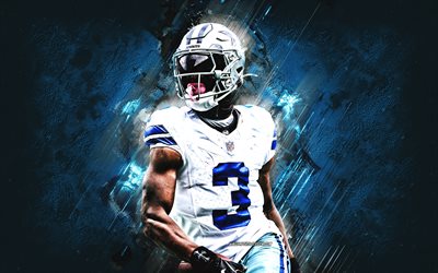 george pickens, vaqueros de dallas, jugador de fútbol americano, fondo de piedra azul, nfl, eeuu, fútbol americano, george malik pickens jr, george pickens vaqueros de dallas