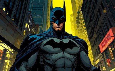 ordenanza, 4k, paisaje nocturno, paisaje urbano abstracto, calle, cómics dc, superhéroes, arte grunge, arte de batman, fan art, batman 4k