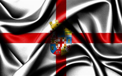 drapeau d'almeria, 4k, les provinces espagnoles, les drapeaux en tissu, le jour d'almeria, le drapeau d'almeria, les drapeaux de soie ondulés, l'espagne, les provinces d'espagne, almeria