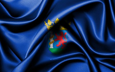badajoz flagga, 4k, spanska provinser, tygflaggor, dag av badajoz, vågiga sidenflaggor, spanien, spaniens provinser, badajoz