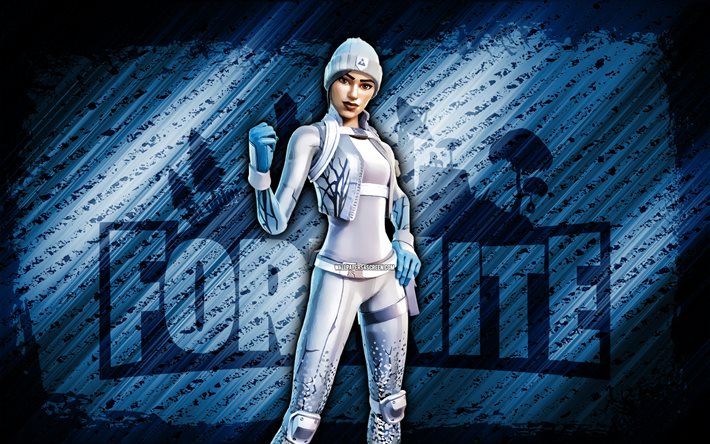 Frost Squad Fortnite, 4k, blue diagonal background, grunge art, Fortnite, artwork, Frost Squad Skin, Fortnite characters, Frost Squad, Fortnite Frost Squad Skin