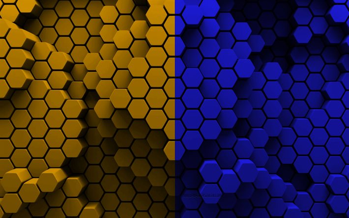 4k, Flag of County Clare, Counties of Ireland, 3d hexagon background, Day of County Clare, 3d hexagon texture, Clare flag, Irish national symbols, Clare County, 3d Clare flag, Clare, Ireland