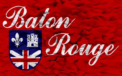 Flag of Baton Rouge, Louisiana, 4k, American cities, 3d polygon background, Baton Rouge flag, 3d polygon texture, Day of Baton Rouge, 3d Baton Rouge flag, American national symbols, 3d art, Baton Rouge, USA