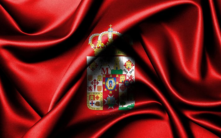 bandeira de ciudad real, 4k, províncias espanholas, bandeiras de tecido, dia da cidade real, bandeiras de seda onduladas, espanha, províncias da espanha, cidade real