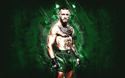conor mcgregor, mma, notorious, irish mixed martial artist, ufc, grüner steinhintergrund, ultimate fighting championship, conor anthony mcgregor