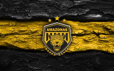 logotipo de madera del amazonas fc, 4k, fondo de madera amarillo negro, serie b brasileña, fútbol, logotipo de amazonas fc, fútbol americano, emblema del amazonas fc, amazonas fc, club de fútbol brasileño, fc amazonas